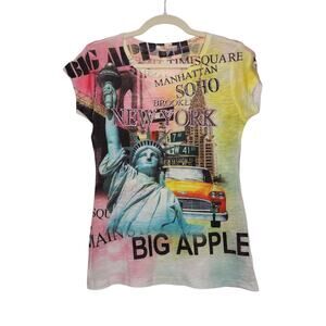 Vintage NewYork Big Apple State Liberty Mcbling Art Collage Tourist AOP Babydoll